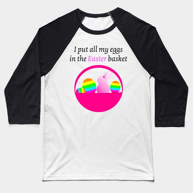 Funny Easter Egg and Easter Basket Wordplay Baseball T-Shirt by Artstastic